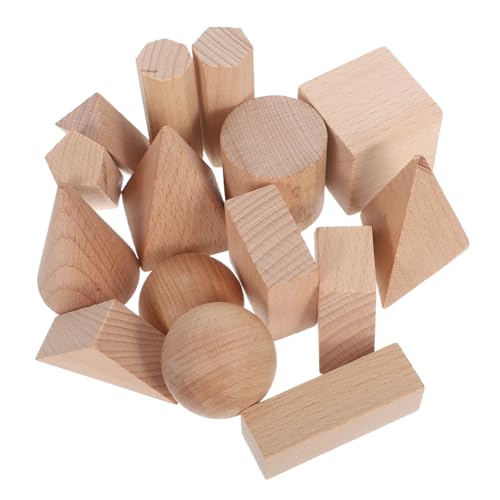 SOIMISS 15-teiliges Set Aus Geometrischen Körpern, 3D-holzformen, Holzfarben, Geometrieblöcke, Montessori-lernspielzeug, Musterziegel Für Vorschul- Und Grundschulbedarf von SOIMISS