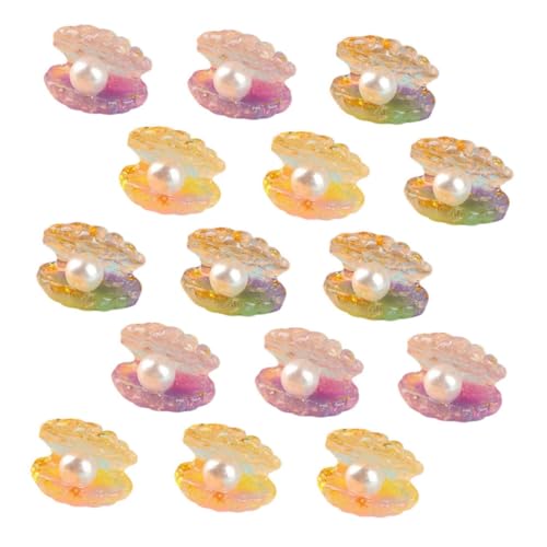 SOIMISS 16 Stück Teiliges Miniatur Muschelanhänger mit Perle Leuchtet im Dunkeln Farbverlaufend für DIY Schmuck Partydeko Meeres und Gartenlandschaften für Bastelfreunde von SOIMISS