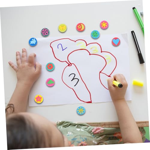 SOIMISS 18 Stück Teiliges Doppelseitiges Eva Stempelset für Bunte Malstempel mit Vielfältigen Motiven für Basteln Klassenzimmer und Geburtstags Mitgebsel Kreative Graffiti Siegel für von SOIMISS