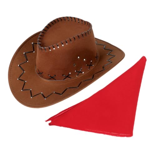 SOIMISS 1Satz Cowboykostüm für Männer und Frauen Braunem Cowboyhut und Dreiecksbandana Zubehör für Karneval Halloween und Western Themenpartys SOIMISS 1Satz Cowboykostüm für Männer und Frauen Braunem Cowboyhut und Dreiecksbandana Zubehör für Karneval Halloween und Western Themenpartys von SOIMISS