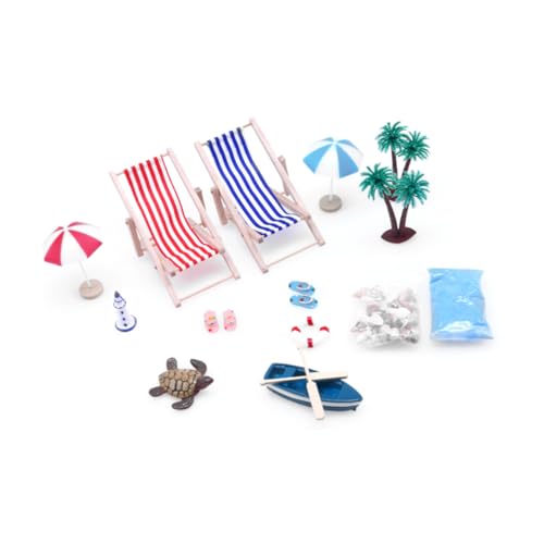 SOIMISS 1Satz Miniatur Strand Dekoration Puppenhaus Mikro Landschaft mit Strandstuhl und Boot für Kreative Miniatur Dekorationen im Garten oder Zuhause von SOIMISS