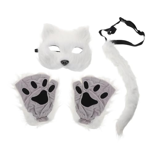 SOIMISS 1Satz Weiße Fuchsmaske mit Pfotenhandschuhen und Schwanzstütze Cosplay Tierkostüm für Halloween Festivals und Partys Halbe Gesichtsmaske aus Hochwertigem Komfortabel SOIMISS 1Satz Weiße Fuchsmaske mit Pfotenhandschuhen und Schwanzstütze Cosplay Tierkostüm für Halloween Festivals und Partys Halbe Gesichtsmaske aus Hochwertigem Komfortabel von SOIMISS