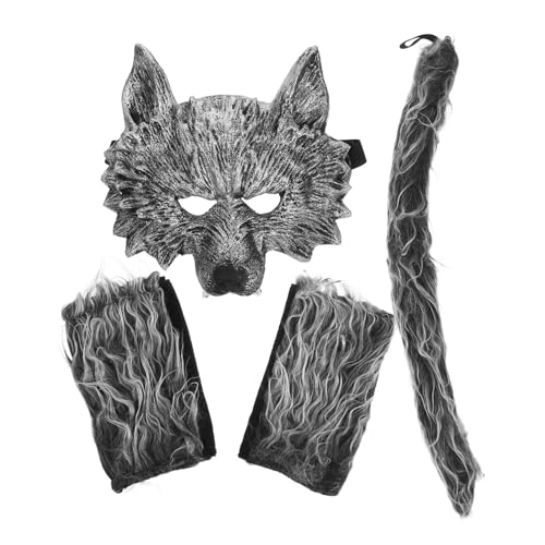 SOIMISS 1Satz Wolf Kostümset mit Maske Handschuhen und Teiliges Cosplay Zubehör für Halloween und Kostümpartys Einzigartiges Wolfsthema für Besondere Anlässe von SOIMISS
