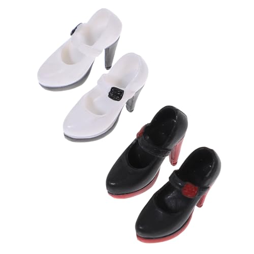 SOIMISS 2 Paare Miniatur Puppenschuhe High Heels Kleine Doll Shoes Zubehör für Puppen Kreatives DIY und Fotorequisiten in Schwarz und Weiß von SOIMISS