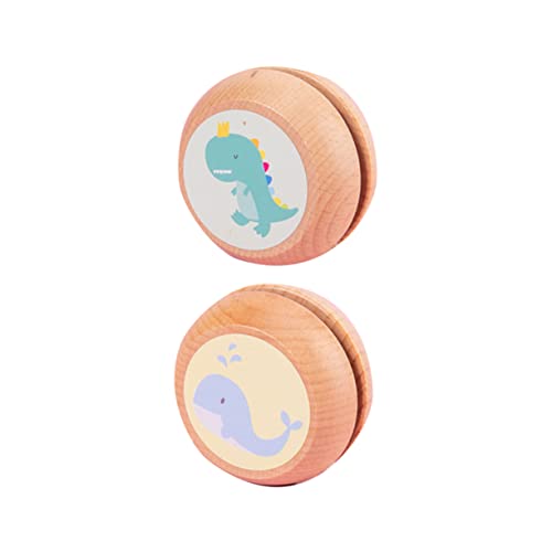 SOIMISS 2 STÜCK Holz Yo Yo Spielzeuge Tierdesign Bunte Drucke Frühpädagogisches für Dinosaurier Delfin für Kleinkinder von SOIMISS