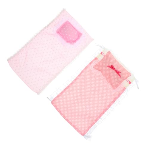 SOIMISS 2 Sätze Bettblattkissenanzug Modell Party Puppe Miniatur Rosa Baumwolle von SOIMISS