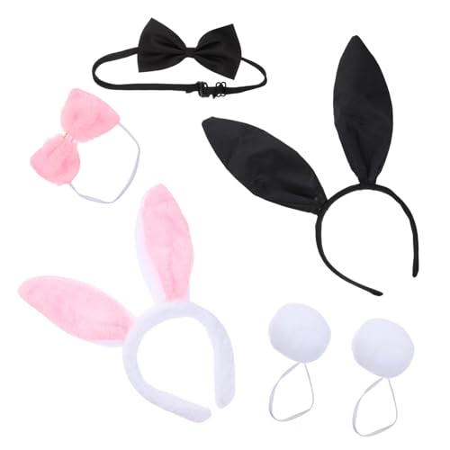 SOIMISS 2 Sätze Bunny Ohren Haarreif mit Plüsch Hasenschwanz Kostüm Zubehör für Karneval Fasching Party Cosplay Erwachsene SOIMISS 2 Sätze Bunny Ohren Haarreif mit Plüsch Hasenschwanz Kostüm Zubehör für Karneval Fasching Party Cosplay Erwachsene von SOIMISS