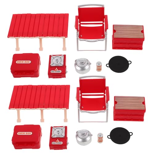 SOIMISS 2 Sätze Camping Spielset mit Mini Klappstuhl und Picknicktisch Tragbar mit Simuliertem Campingkocher Leichte Outdoor Spielzeuge für Kreative Rollenspiele von SOIMISS