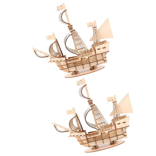 SOIMISS 2 Sätze Holz Segelboot Puzzle Retro Design Bastelset Holzschiff Modellbausatz Lernspielzeug für Erwachsene und Einzigartiges Steckpuzzle Holzschiff Dekoration von SOIMISS