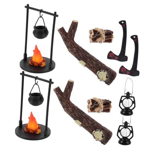 SOIMISS 2 Sätze Realistisches Hängender Ofen Feuerstellen Set Naturnahe Miniatur Holzstapel Feuerstelle Kompakte Deko für Puppenhaus und Modelllandschaft Innenbereich von SOIMISS