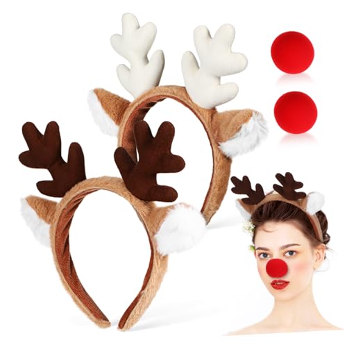 SOIMISS 2 Sätze Weihnachts Geweih Stirnband mit Roter Nase Realistisches Rentier Haarreif Kostüm Zubehör für Weihnachten Halloween Party Leicht und Komfortabel Festlicher Kopfschmuck SOIMISS 2 Sätze Weihnachts Geweih Stirnband mit Roter Nase Realistisches Rentier Haarreif Kostüm Zubehör für Weihnachten Halloween Party Leicht und Komfortabel Festlicher Kopfschmuck von SOIMISS