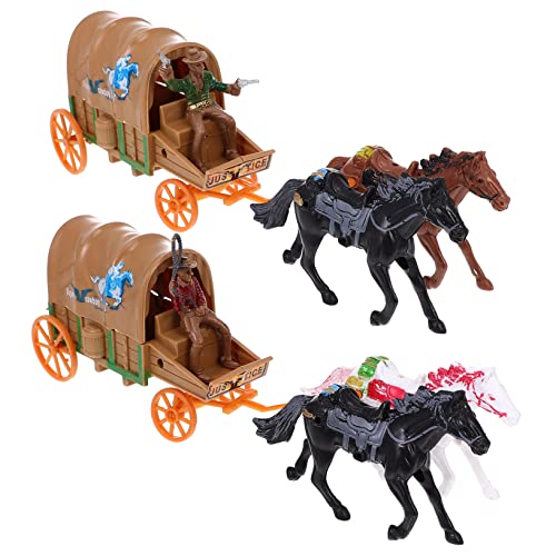 SOIMISS 2 Sets Kutschenmodellpuppe Kinderspielzeug Cowboyfigur Spielzeugwagen Zum Thema Westen Dekoratives Kutschenspielzeug Kultursammlungsspielzeug Westkutschenmodelle Kleinstes Der von SOIMISS