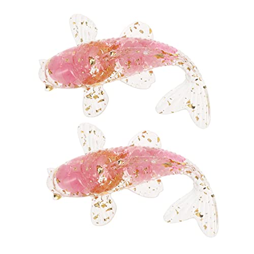 SOIMISS 2 Stück Crystal Koi Ornamente Fischverzierung Fisch Figur Drinnen Aquariumdekor Realistisch Dekoration Mini Klein Schwebend Vielseitig Für Tisch Kristall Rosa Harz-leim von SOIMISS