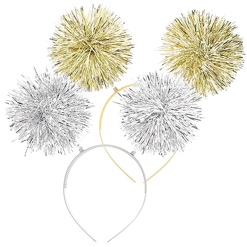 SOIMISS 2 Stück Glitzernde Pompom Stirnbänder für Party Accessoires für Geburtstagsfeiern Halloween und Kostümpartys Silber und Gold von SOIMISS
