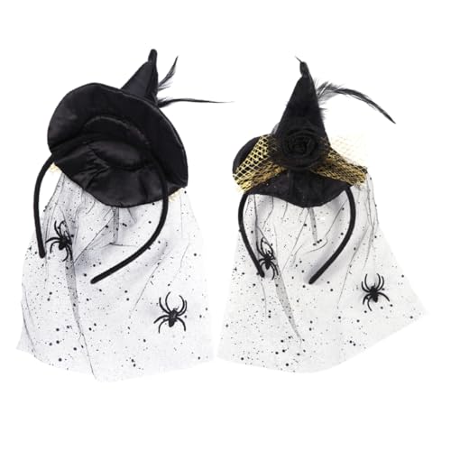 SOIMISS 2 Stück Halloween Hexen Haarreif mit Spinnen Velours und Hexenhut für Kostümpartys und Dekoration Schwarz und Leicht und Langlebig von SOIMISS