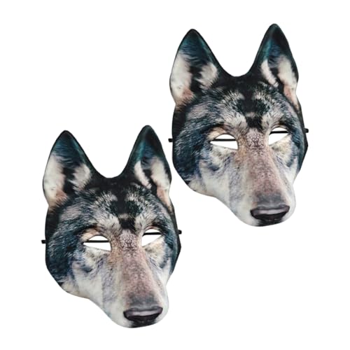 SOIMISS 2 Stück Halloween Wolf Maske Leichtem Eva Ergonomische Halbtier Gesichtsmaske mit Detailreichem Wolfsdesign für Karneval Kostümparty und Cosplay Universelle von SOIMISS