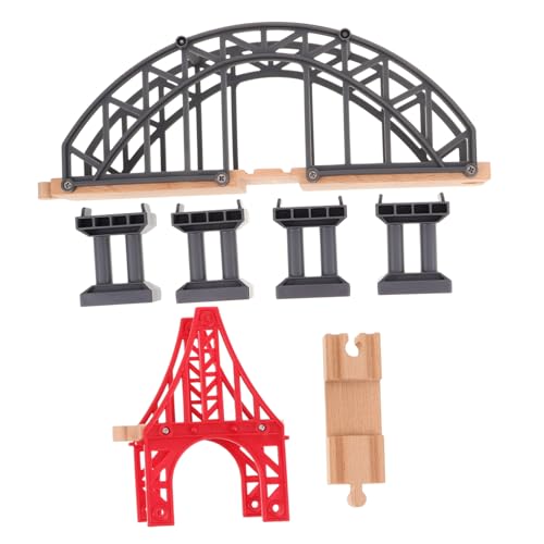 SOIMISS 2 Stück Holz Zugbrücke Stabile Modelleisenbahn Brücke aus Holz und Kunststoff für Kreatives und Kindgerechte Motorikförderung Dekoratives Eisenbahnzubehör von SOIMISS