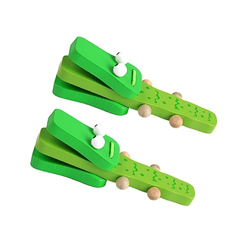 SOIMISS 2 Stück Krokodilspielzeug Babys Kleinkind Musik Fingerkastagnetten Für Rasseln Spielzeuginstrumente Für Kinderinstrument Green Hölzern von SOIMISS