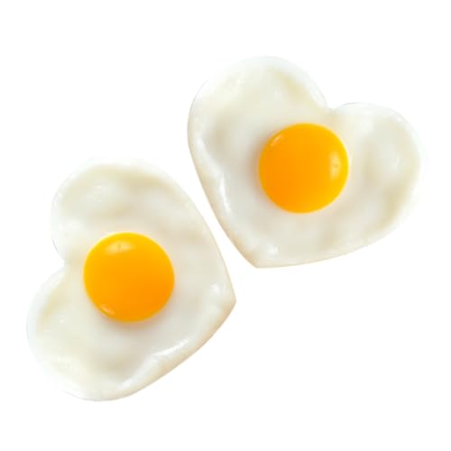 SOIMISS 2 Stück Künstliche Spiegelei Modelle Realistische Herzform PVC Nachbildung Lebensnahe Deko für Küche Restaurant Fotografie und Spielzeugeinsatz von SOIMISS