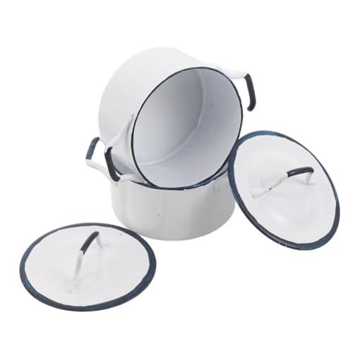 SOIMISS 2 Stück Maßstab Weiße Saucepfanne mit Blauem Rand Leichte Puppenhaus-küchenutensilien für Dekoration und Rollenspiel für Sammler und DIY-projekte von SOIMISS