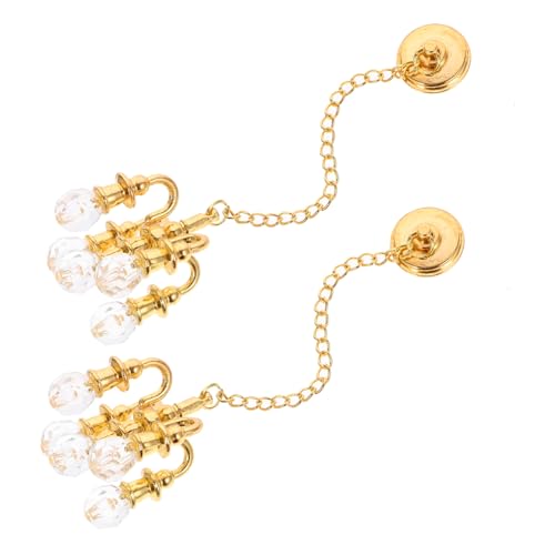 SOIMISS 2 Stück Mini-Kristallleuchter hängend Möblierung klein schmücken LED Kronleuchter für Puppenhaus Puppenhauszubehör Mini-Kronleuchter-Ornament Legierung Golden von SOIMISS