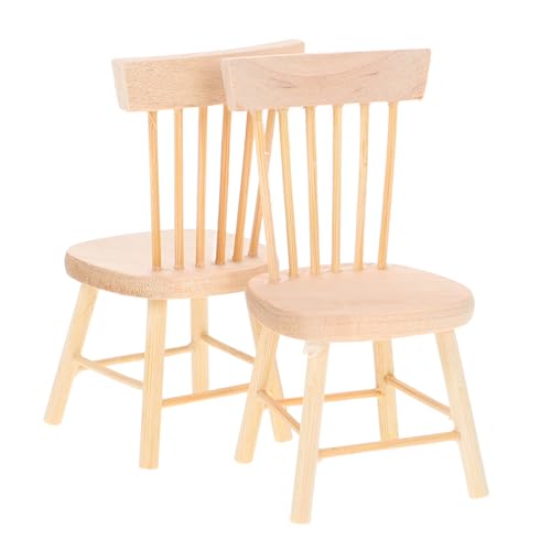 SOIMISS 2 Stück Mini-Möbel scheibengardinen Wohnzimmer flurmöbeln acessories stühle Holz tischplatten Foto-Shooting Miniaturmöbel Miniatur-Stuhlfiguren Miniatur Einrichtung hölzern Beige von SOIMISS