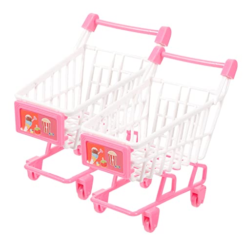 SOIMISS 2 Stück Mini -supermarktmodell Kleine Kleinkindspielzeug Einkaufswagen Für Miniaturspielzeug Kinderwagen Einkaufswagen Shopping Cart Plastik Rosig von SOIMISS