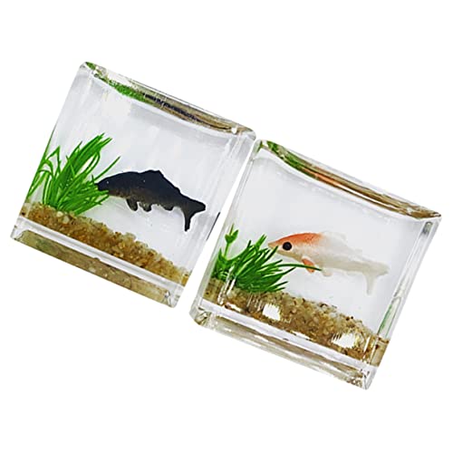 SOIMISS 2 Stück Miniatur Aquarium Deko Koi Fisch Tank Modelle für Puppenhaus Realistische Miniatur Landschaftsdekoration für Mikrolandschaften Zufällige Farbe Zufällige Farbe von SOIMISS