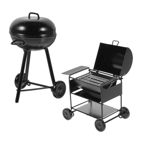 SOIMISS 2 Stück Miniatur BBQ Grill aus Schwarzem Realistische Puppenhaus Deko Tragbar und Vielseitig für Miniaturküche und Mobiles Spiel Detailgetreues Modell für Kreative Spielwelten von SOIMISS