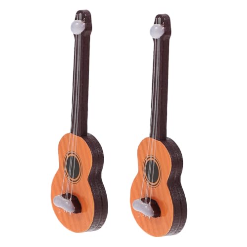SOIMISS 2 Stück Miniatur Gitarren Modelle für Puppenhaus Dekoration Realistische Kleine Musikinstrumente aus Holz für Kreative Szenen und Accessoires von SOIMISS