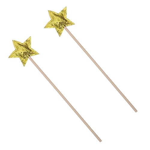 SOIMISS 2 Stück Pentagramm-Fee-Zauberstab Mädchen Goldener Sternenstab für Mädchen Fairy Wand partyzubehör Girl Fee Zauberstäbe Stern-Glitzer-Zauberstäbe hölzern von SOIMISS
