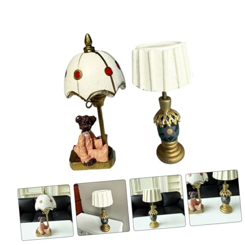 SOIMISS 2 Stück Puppenhaus Lampen Miniatur Tischlampen mit und Weißem Schirm Realistische Mini Schreibtischleuchten für Puppenstuben Schlafzimmer Wohnzimmer Dekoration von SOIMISS