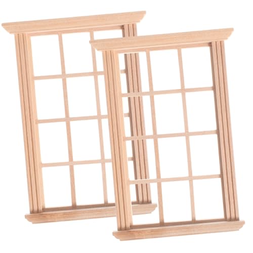SOIMISS 2 Stück Puppenhaus Miniatur-Fensterrahmen Miniaturmodellmöbel klein Häuser Zubehör winzig Miniaturtür Moderne Puppenstubenmöbel Miniatur-Puppenstubenmöbel Mini-Möbeltür Birke Beige von SOIMISS