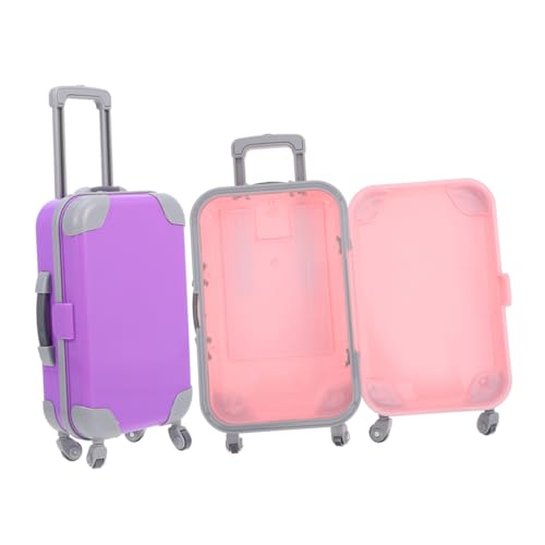 SOIMISS 2 Stück Puppenkoffer Miniatur Trolley Koffer Leicht Tragbar mit Geräumigem Innenraum Puppenzubehör für Puppenhaus Rosa von SOIMISS