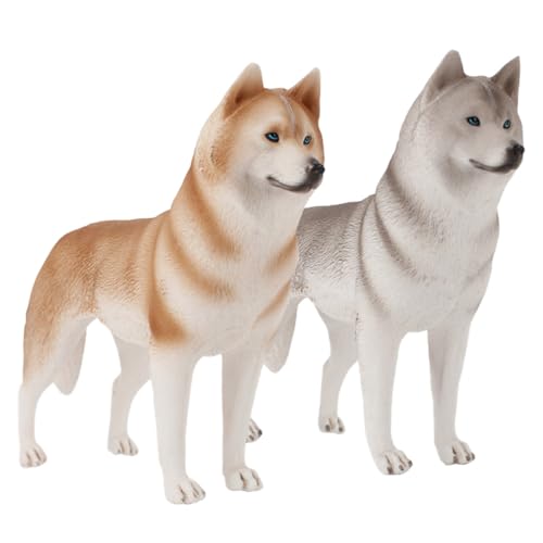 SOIMISS 2 Stück Realistische Fake Husky Dekofigur Detailgetreues Desktop Ornament Stehende Haustier Dekoration für Edukatives Feine Verarbeitung Lebensechte Oberfläche von SOIMISS