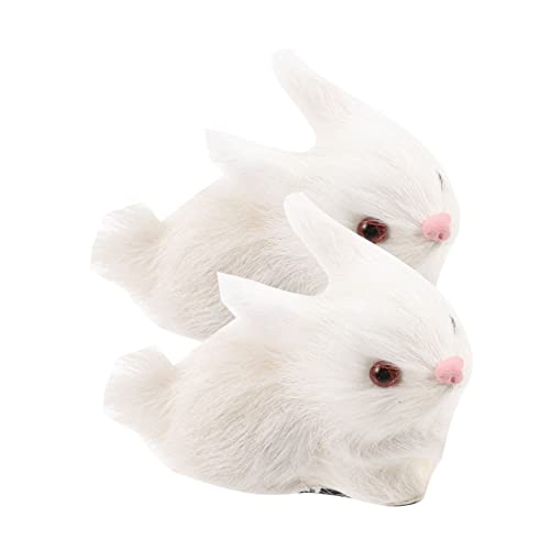 SOIMISS 2 Stück Realistische Plüschkaninchen Dekoration Furry Rabbit Figuren für Kreative Wohnaccessoires und Lebensechte Tierfiguren aus Weichem Kunstfell von SOIMISS