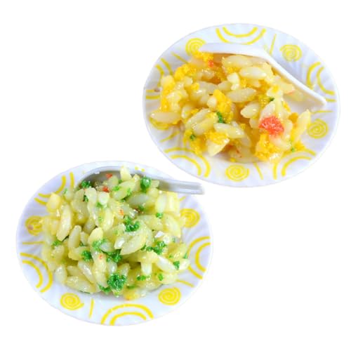 SOIMISS 2 Stück Realistisches Miniatur Essen Modell Simuliertes Gebratenes Reis PVC Dekoration Puppenhaus Zubehör für Restaurant Wohnzimmer Kindergarten von SOIMISS