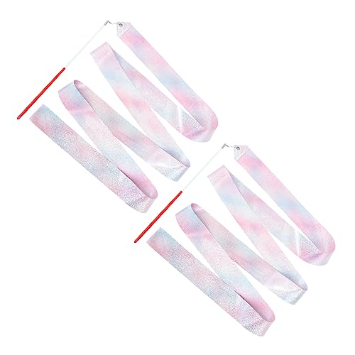 SOIMISS 2 Stück Schleife Tanzen Bänder Wettbewerbsfähig Gymnastik- Band Fitnessstudio Funkeln Klein Rhythmisch Shows Regenbogen Turngeräte Für Polyester Rot von SOIMISS
