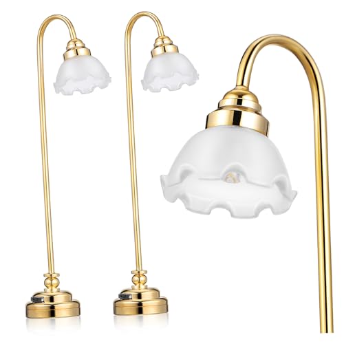 SOIMISS 2 Stück Schreibtischlampe Miniatur-puppenstubenlampe Puppenhaus Lichter Puppenhauslichter Miniatur-puppenhauszubehör Puppenstubenbeleuchtung Batteriebetrieben Plastik Golden von SOIMISS