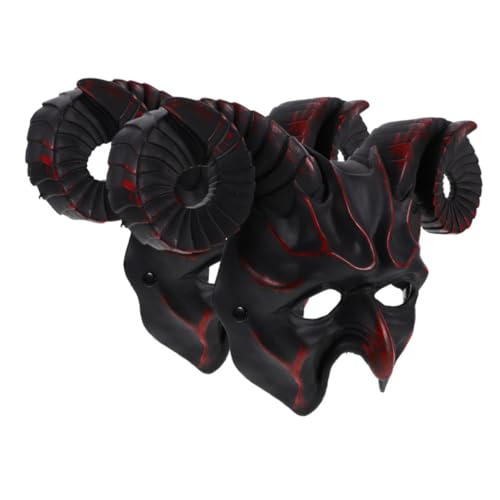 SOIMISS 2 Stück Teiliges Dämonen Schädelmaske mit Hörnern Gruselige Ziegenkopf Halbgesichts Maske Atmungsaktive Halloween Cosplay Tiermaske für Maskenball und Kostümparty von SOIMISS