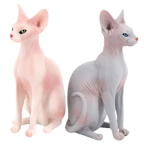 SOIMISS 2 Stück Teiliges Haarloses Katzenmodell aus Hochwertigem Realistische Desktop Dekoration mit Lebensechter Struktur Detailreiche PVC Figur für Wohn und Arbeitszimmer von SOIMISS