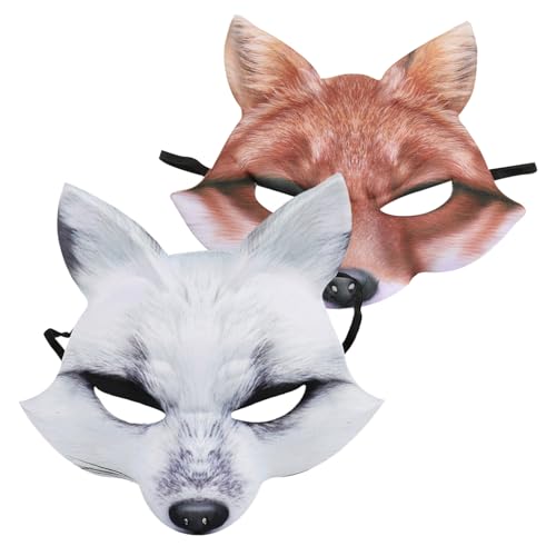 SOIMISS 2 Stück Teiliges Halbes Gesicht Fuchsmaske aus Leichtem EVA mit Realistischer Detailverarbeitung und Flexiblem Band für Halloween Karneval Cosplay Tierkostüm Party von SOIMISS