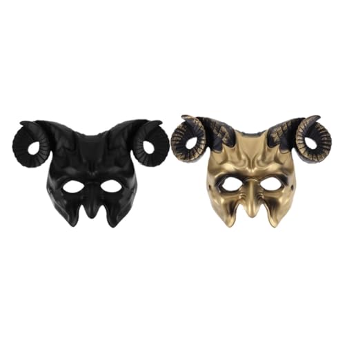 SOIMISS 2 Stück Teiliges Halloween Kuhhorn Maske mit Verstellbarem Gummiband Halbe Tier Schädel Maske für Damen Herren Gruselige Maskerade Cosplay Party Requisite in Gold und Schwarz SOIMISS 2 Stück Teiliges Halloween Kuhhorn Maske mit Verstellbarem Gummiband Halbe Tier Schädel Maske für Damen Herren Gruselige Maskerade Cosplay Party Requisite in Gold und Schwarz von SOIMISS