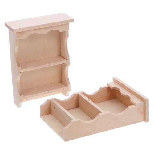 SOIMISS 2 Stück Teiliges Miniatur Dollhouse Wandregal aus Massivem Holz Japanischer Stil Vintage Mini Wandschrank Realistische Aufbewahrung für Puppenhaus Küche und Esszimmer von SOIMISS