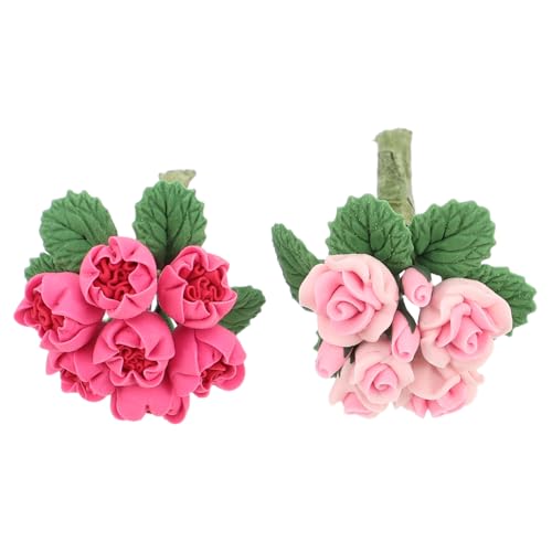 SOIMISS 2 Stück Teiliges Miniatur Puppenhaus Blumen Robustem Harz Naturgetreue Kleine Blumendekoration Vielseitig für DIY Mikro-landschaften für Miniaturhäuser und Kreative Spielszenen von SOIMISS