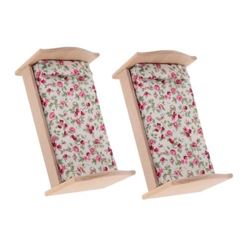 SOIMISS 2 Stücke Maßstab Holz Einzelbett mit Matratze und Kissen DIY Unlackiert Kreatives Kinderzimmer Zubehör für Puppenhaus Dekoration von SOIMISS