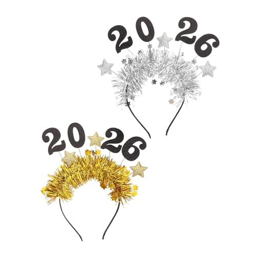 SOIMISS 2 Stücke Neujahrs Haarreifen Glitzer Stern Tinsel Stirnband Festliche Haaraccessoires für Frauen Silvester Party Weihnachtsfeier Favors von SOIMISS