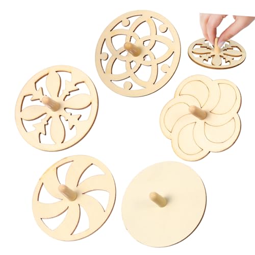SOIMISS 20 Stück Holzkreisel Kinderkreisel Für Kreisel Gyroskop Für Kunst Und Handwerk Für Kleiner Hohler Kreisel Unvollendeter Bastelkreisel Achtung Golden von SOIMISS