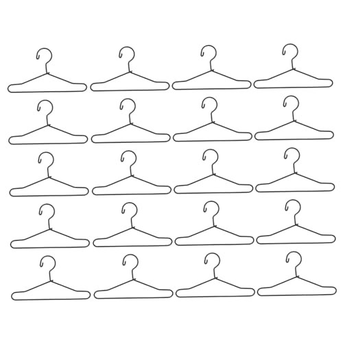 SOIMISS 20 Stück Mini Puppenkleidung Rack Mini-aufhänger Für Bastelarbeiten Klein Kleiderbügel Für Puppenzubehör Süßer Kleiderständer Miniatur Outfit Mini -puppenbügel Metall Black von SOIMISS