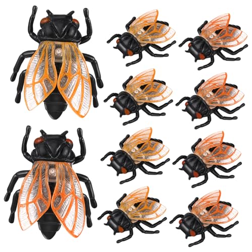 SOIMISS 20 Stück Simulation Goldene Zikade Künstliche Insektenfiguren Wohnkultur Winzig Ornament Langlebiges Zikadenmodell Modellhandwerk Robustes Zikadenmodell Black PVC von SOIMISS